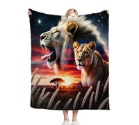 Nuphtun Flannel Blanket 230 x 270 Animal Lion, Extra Large Throw 230x270 cm | Fits Super King Beds, Versatile as a Bedspread, Picnic Mat or Floor Rug, Delivering Unrivalled Cosiness D16