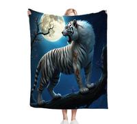 Nuphtun Flannel Blanket 230 x 270 Animal Tiger, Extra Large Throw 230x270 cm | Fits Super King Beds, Versatile as a Bedspread, Picnic Mat or Floor Rug, Delivering Unrivalled Cosiness A2