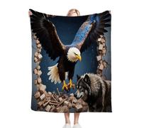 Nuphtun Flannel Blanket 230 x 270 Wolf, Eagle, Extra Large Throw 230x270 cm | Fits Super King Beds, Versatile as a Bedspread, Picnic Mat or Floor Rug, Delivering Unrivalled Cosiness D370