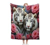 Nuphtun Flannel Blanket Thick 150 x 200 Animal Tiger, Throw Blanket 150x200 cm | Double Bed Size, Machine Washable, Ideal as a Duvet Topper or Large Couch Throw, Perfect for Sharing Warmth A1