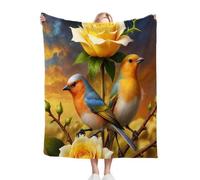 Nuphtun Flannel Blanket Thick 150 x 200 Yellow Rose, Throw Blanket 150x200 cm | Double Bed Size, Machine Washable, Ideal as a Duvet Topper or Large Couch Throw, Perfect for Sharing Warmth M110-