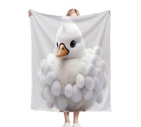 Nuphtun Kids Throw Blankets 100x130 White Duckling, Microfibre Flannel Throw 100x130 cm | Ultra-Soft, Machine Washable, Perfect as a Sofa Throw, Office Blanket or for Travel M334-