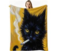 Nuphtun Kids Throw Blankets Unisex 30x40 Inch Black Cat, Ultra-Soft Microfibre Flannel Throw Blanket Compact for Sofa, Car Travel, Lightweight Comfort, Multiple 3D Designs, AW872