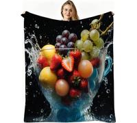 Nuphtun Kids Throw Blankets Unisex 30x40 Inch Colorful Fruit, Ultra-Soft Microfibre Flannel Throw Blanket Compact for Sofa, Car Travel, Lightweight Comfort, Multiple 3D Designs, AW302