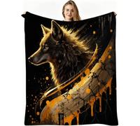 Nuphtun Kids Throw Blankets Unisex 30x40 Inch Grey Wolf, Ultra-Soft Microfibre Flannel Throw Blanket Compact for Sofa, Car Travel, Lightweight Comfort, Multiple 3D Designs, AW4874
