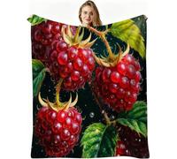 Nuphtun Kids Throw Blankets Unisex 30x40 Inch Red Raspberry, Ultra-Soft Microfibre Flannel Throw Blanket Compact for Sofa, Car Travel, Lightweight Comfort, Multiple 3D Designs, AW374