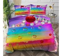 Nuphtun King Bedspread Set Colorful Dessert, Anti-Wrinkle Microfibre King Duvet Cover for Bedroom, Comfy Smooth Bedding Set for Holiday Birthday + 2 Pillowcases 50x75 cm,AQ8326