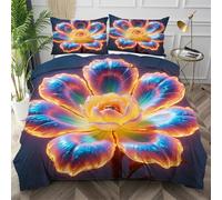 Nuphtun King Bedspread Set Colorful Flower, Anti-Wrinkle Microfibre King Duvet Cover for Bedroom, Comfy Smooth Bedding Set for Holiday Birthday + 2 Pillowcases 50x75 cm,AQ8050