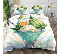 Nuphtun King Bedspread Set Cyan Dessert, Anti-Wrinkle Microfibre King Duvet Cover for Bedroom, Comfy Smooth Bedding Set for Holiday Birthday + 2 Pillowcases 50x75 cm,AQ8428