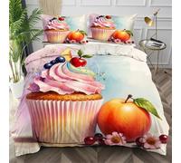 Nuphtun King Bedspread Set Pink Apple, Anti-Wrinkle Microfibre King Duvet Cover for Bedroom, Comfy Smooth Bedding Set for Holiday Birthday + 2 Pillowcases 50x75 cm,AQ8656