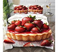 Nuphtun King Bedspread Set Red Strawberry, Anti-Wrinkle Microfibre King Duvet Cover for Bedroom, Comfy Smooth Bedding Set for Holiday Birthday + 2 Pillowcases 50x75 cm,AQ8620