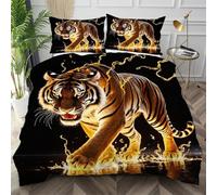 Nuphtun King Bedspread Set Yellow Tiger, Anti-Wrinkle Microfibre King Duvet Cover for Bedroom, Comfy Smooth Bedding Set for Holiday Birthday + 2 Pillowcases 50x75 cm,AQ8212