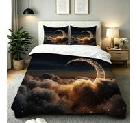Nuphtun King Quilt Cover Grey Clouds, Luxury Microfiber King Bedspread Set with Four Corner Ties, Bedding Set for Your Family Friends + 2 Pillowcases 50x75 cm, AE353