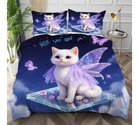 Nuphtun King Quilt Cover Purple Butterfly, Luxury Microfiber King Bedspread Set with Four Corner Ties, Bedding Set for Your Family Friends + 2 Pillowcases 50x75 cm,AW923