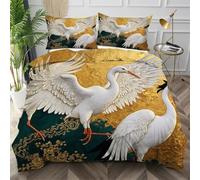 Nuphtun King Quilt Cover White Bird, Luxury Microfiber King Bedspread Set with Four Corner Ties, Bedding Set for Your Family Friends + 2 Pillowcases 50x75 cm,AW4565