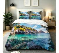 Nuphtun King Quilt Cover Yellow Cave, Luxury Microfiber King Bedspread Set with Four Corner Ties, Bedding Set for Your Family Friends + 2 Pillowcases 50x75 cm, AW9047