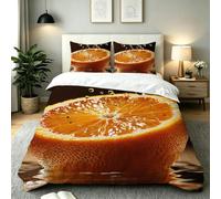 Nuphtun King Quilt Cover Yellow Oranges, Luxury Microfiber King Bedspread Set with Four Corner Ties, Bedding Set for Your Family Friends + 2 Pillowcases 50x75 cm, AE683
