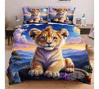 Nuphtun King Size Bedding 94"x86" Animal Lion, 3D Printed Microfibre Quilt Set with 2 Pillowcases | Extra Length, Full Coverage, Perfect for Tall Sleepers, Machine Washable B41