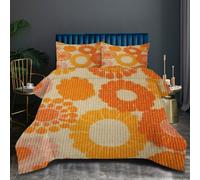 Nuphtun King Size Duvet Orange Circle, Soft Microfiber Reversible Comforter King Size 86 x 90 Inches, Lightweight Down Bedding Quilt with 2 Pillow Cases