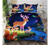 Nuphtun Super King Duvet Cover Set Blue Deer, Lightweight Super King Comforter Cover for Teens, Comfy Microfibre Bedding Set with Zipper Closure + 2 Pillowcases 50x75 cm,AQ8196