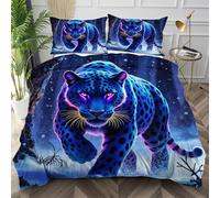 Nuphtun Super King Duvet Cover Set Blue Leopard, Lightweight Super King Comforter Cover for Teens, Comfy Microfibre Bedding Set with Zipper Closure + 2 Pillowcases 50x75 cm,AQ8202