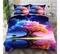 Nuphtun Super King Duvet Cover Set Colourful Tree, Lightweight Super King Comforter Cover for Teens, Comfy Microfibre Bedding Set with Zipper Closure + 2 Pillowcases 50x75 cm,AW1920