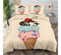 Nuphtun Super King Duvet Cover Set Gray Ice Cream, Lightweight Super King Comforter Cover for Teens, Comfy Microfibre Bedding Set with Zipper Closure + 2 Pillowcases 50x75 cm,AQ8478