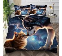 Nuphtun Super King Duvet Cover Set Grey Wolf, Lightweight Super King Comforter Cover for Teens, Comfy Microfibre Bedding Set with Zipper Closure + 2 Pillowcases 50x75 cm,AW690