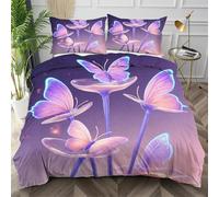 Nuphtun Super King Duvet Cover Set Purple Butterfly, Lightweight Super King Comforter Cover for Teens, Comfy Microfibre Bedding Set with Zipper Closure + 2 Pillowcases 50x75 cm,AQ8034