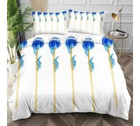 Nuphtun Super King Duvet Cover Set White Flower, Lightweight Super King Comforter Cover for Teens, Comfy Microfibre Bedding Set with Zipper Closure + 2 Pillowcases 50x75 cm,AQ8088