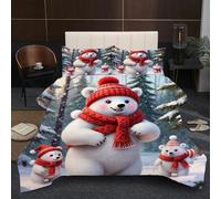 Nuphtun Super King Size Bedding Set | Polar Bear, 3D Printed Duvet Insert, 2 Pillowcases, 200GSM Cotton Filled Comforter, Breathable Microfiber, Hotel Luxury Style, Machine Washable B29