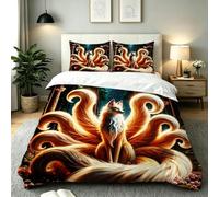 Nuphtun Super King Size Duvet Cover Sets Yellow Foxes, AQ4194