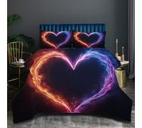 Nuphtun Super King Size DuvetColourful Heart, 3D Printed Bedding Comforter Super King Size 94 x 102 Inches, Brushed Microfiber Quilt with 2 Pillowcases