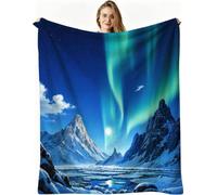 Nuphtun Throw Blanket Double Size Blue Aurora, 3D Flannel Blanket 60x80 Inch | Large Sharing Throw for Double Bed & Couch, Full Coverage Warmth, Versatile Home Decor, AW2609