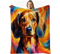 Nuphtun Throw Blanket Double Size Colorful Dog, 3D Flannel Blanket 60x80 Inch | Large Sharing Throw for Double Bed & Couch, Full Coverage Warmth, Versatile Home Decor, AW2351