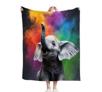 Nuphtun Throw Blanket Double Size Grey Elephant, 3D Flannel Blanket 60x80 Inch | Large Sharing Throw for Double Bed & Couch, Full Coverage Warmth, Versatile Home Decor, AQ7355