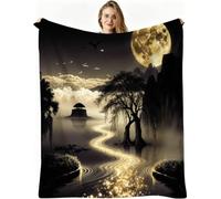Nuphtun Throw Blanket Double Size Grey Landscape Painting, 3D Flannel Blanket 60x80 Inch | Large Sharing Throw for Double Bed & Couch, Full Coverage Warmth, Versatile Home Decor, AW7145