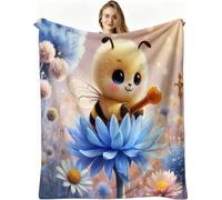 Nuphtun Throw Blanket Double Size Yellow Bee, 3D Flannel Blanket 60x80 Inch | Large Sharing Throw for Double Bed & Couch, Full Coverage Warmth, Versatile Home Decor, AW2009
