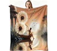 Nuphtun Throw Blanket Double Size Yellow Dandelion, 3D Flannel Blanket 60x80 Inch | Large Sharing Throw for Double Bed & Couch, Full Coverage Warmth, Versatile Home Decor, AW2333