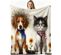 Nuphtun Throw Blanket Double Size Yellow Dog, 3D Flannel Blanket 60x80 Inch | Large Sharing Throw for Double Bed & Couch, Full Coverage Warmth, Versatile Home Decor, AW2219