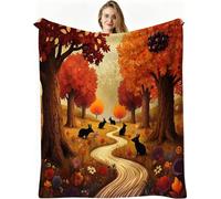 Nuphtun Throw Blanket Double Size Yellow Forest, 3D Flannel Blanket 60x80 Inch | Large Sharing Throw for Double Bed & Couch, Full Coverage Warmth, Versatile Home Decor, AW2129