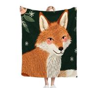 Nuphtun Throw Blanket Double Size Yellow Fox, 3D Flannel Blanket 60x80 Inch | Large Sharing Throw for Double Bed & Couch, Full Coverage Warmth, Versatile Home Decor, AQ7007