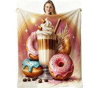 Nuphtun Throw Blanket Double Size Yellow Ice Cream, 3D Flannel Blanket 60x80 Inch | Large Sharing Throw for Double Bed & Couch, Full Coverage Warmth, Versatile Home Decor, AW1793