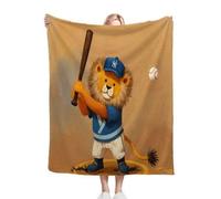 Nuphtun Throw Blanket Double Size Yellow Lion, 3D Flannel Blanket 60x80 Inch | Large Sharing Throw for Double Bed & Couch, Full Coverage Warmth, Versatile Home Decor, AQ2861