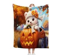 Nuphtun Throw Blanket Double Size Yellow Pumpkin Carriage, 3D Flannel Blanket 60x80 Inch | Large Sharing Throw for Double Bed & Couch, Full Coverage Warmth, Versatile Home Decor, AQ2099