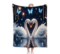 Nuphtun Throw Blankets 130x150 White Swan, 3D Printed Flannel Blanket 130x150 cm | Single Bed Size, All-Season Use for Dorms, Bedrooms, Lounging, Offers Warmth and Home Decor R330