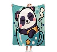 Nuphtun Throw Blankets 40x50 Inch Blue Cartoon Panda, Plush 3D Printed Flannel Blanket Throw for Couches, Single Bed Layer, Machine Washable, Vibrant Patterns for Stylish, AQ7371