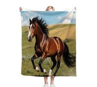 Nuphtun Throw Blankets 40x50 Inch Brown Horse, Plush 3D Printed Flannel Blanket Throw for Couches, Single Bed Layer, Machine Washable, Vibrant Patterns for Stylish, AQ2223