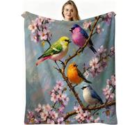 Nuphtun Throw Blankets 40x50 Inch Colourful Birds, Plush 3D Printed Flannel Blanket Throw for Couches, Single Bed Layer, Machine Washable, Vibrant Patterns for Stylish, AW4347