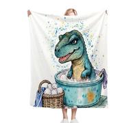 Nuphtun Throw Blankets 40x50 Inch Green Cartoon Dinosaur, Plush 3D Printed Flannel Blanket Throw for Couches, Single Bed Layer, Machine Washable, Vibrant Patterns for Stylish, AQ267